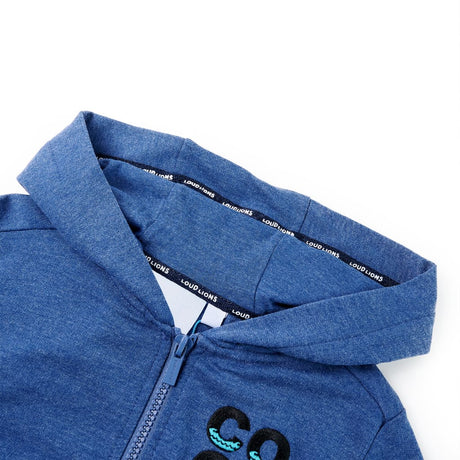 VidaXL Kinderstrickjacke mit Kapuze und Reißverschluss 92 dunkelblau gemischt