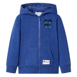 VidaXL Kinderstrickjacke mit Kapuze und Reißverschluss 140 dunkelblau gemischt