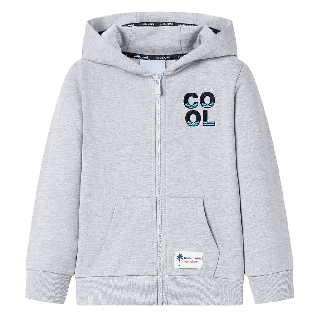 VidaXL Kinderstrickjacke mit Kapuze und Reißverschluss 92 Grau