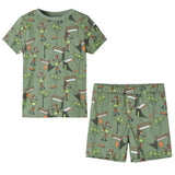 VidaXL Kinderpyjama mit kurzen Ärmeln 104 helles Khaki