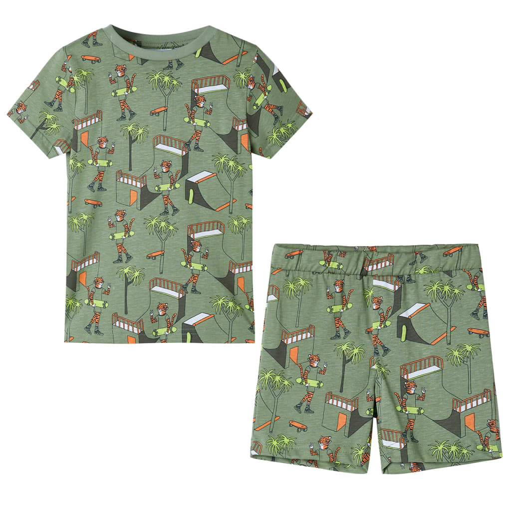 VidaXL Kinderpyjama mit kurzen Ärmeln 116 helles Khaki