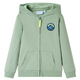 VidaXL Kinderstrickjacke mit Kapuze und Reißverschluss 116 helles Khaki