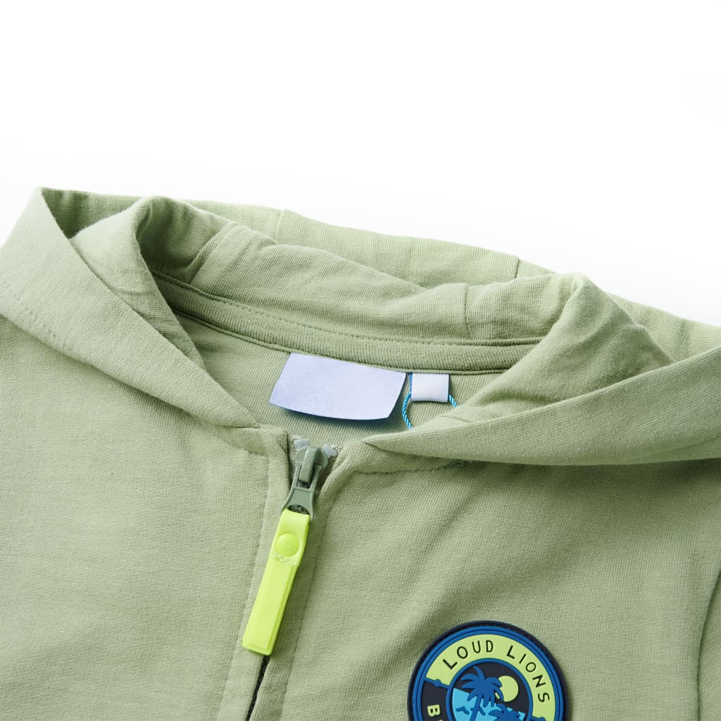 VidaXL Kinderstrickjacke mit Kapuze und Reißverschluss 116 helles Khaki