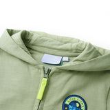 VidaXL Kinderstrickjacke mit Kapuze und Reißverschluss 128 helles Khaki