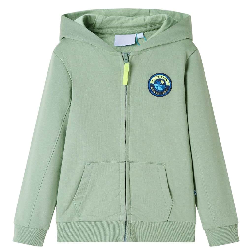 VidaXL Kinderstrickjacke mit Kapuze und Reißverschluss 140 helles Khaki
