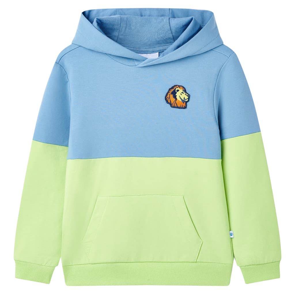 VidaXL Kinderpullover mit Kapuze 116 Blau und zartes Gelb
