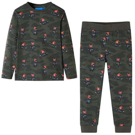 VidaXL Kinderpyjama mit langen Ärmeln 128 Khaki