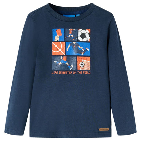 VidaXL Kinderhemd mit langen Ärmeln 104 Marineblau gemischt