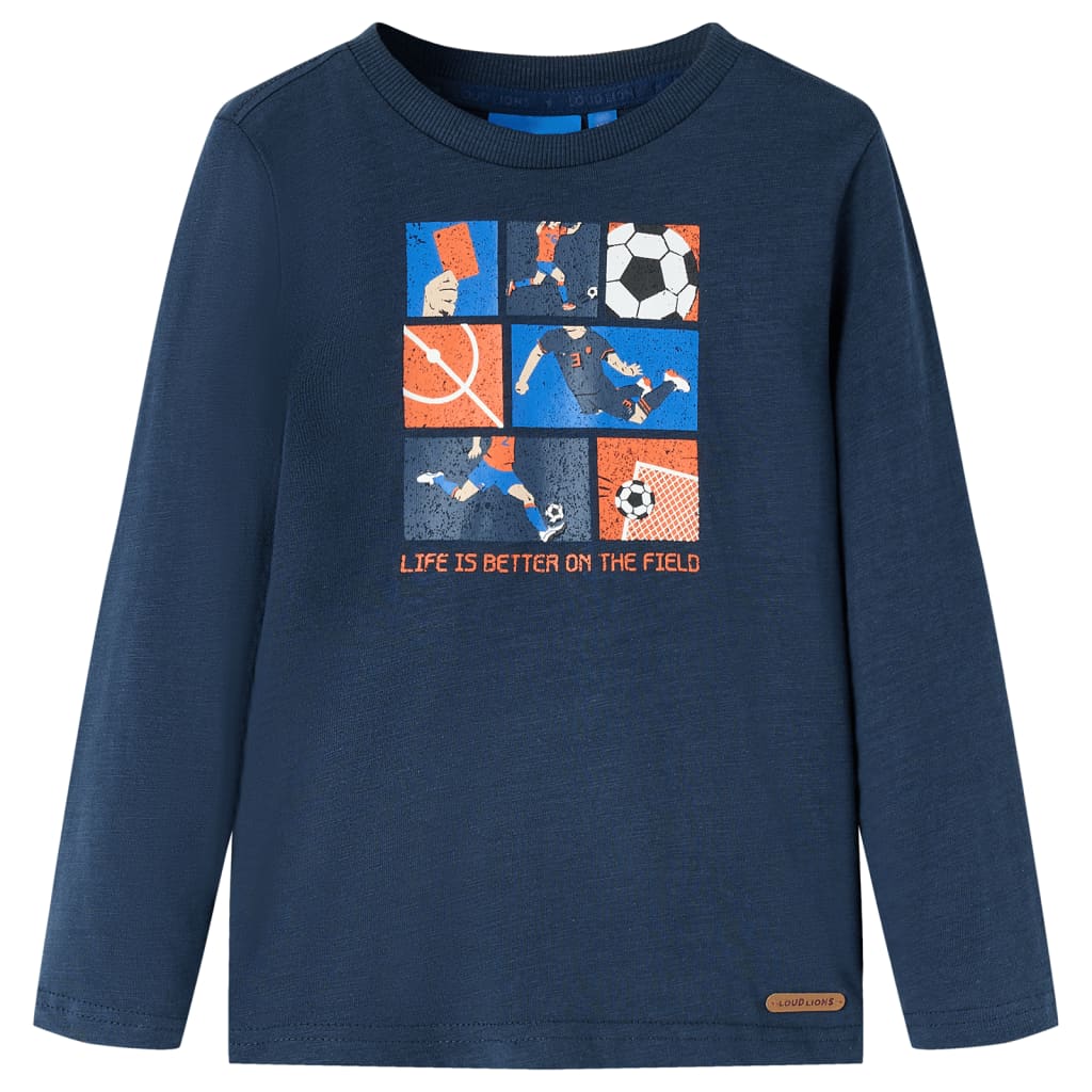 VidaXL Kinderhemd mit langen Ärmeln 128 Marineblau gemischt
