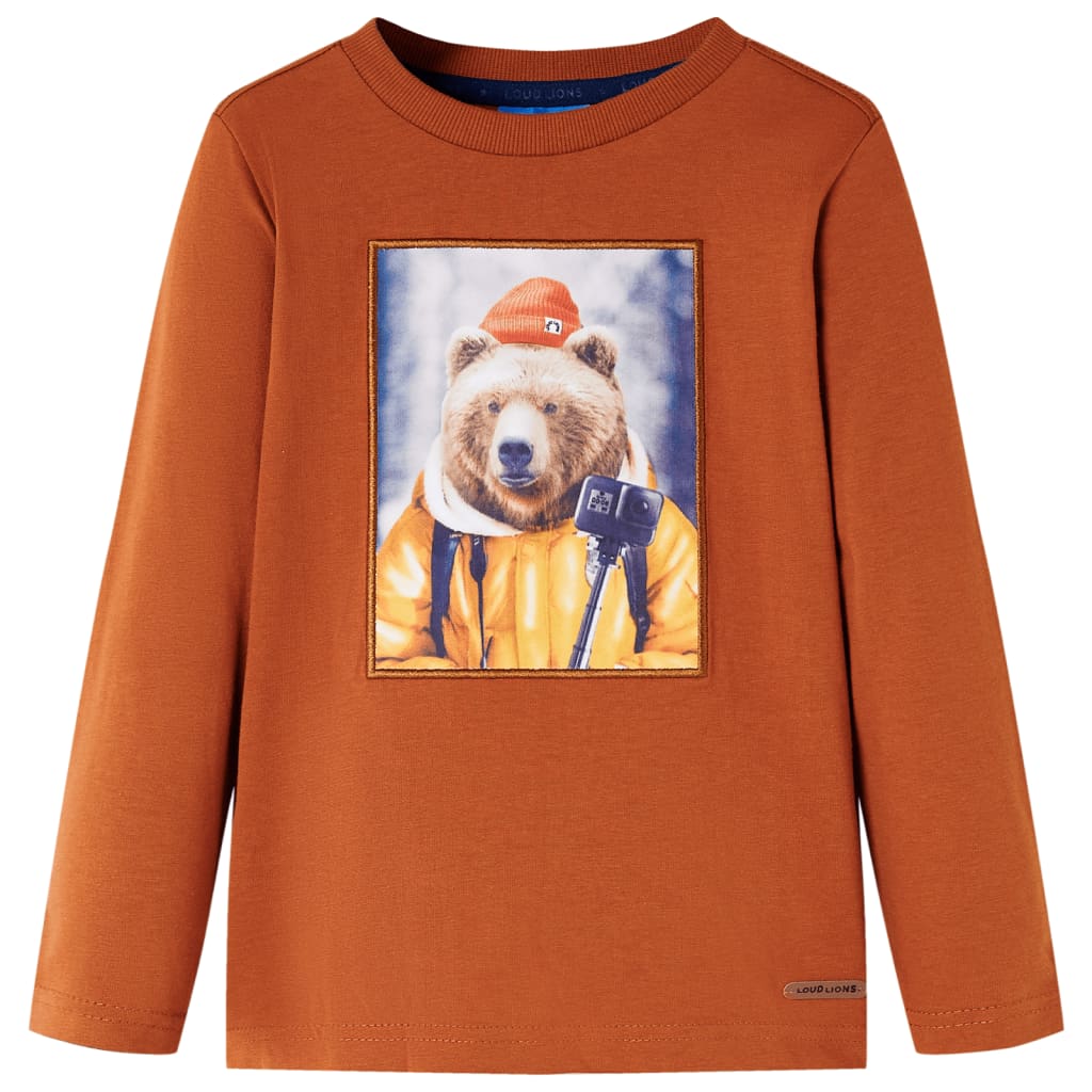 VidaXL Kindershirt mit langen Ärmeln 116 Orange-Braun