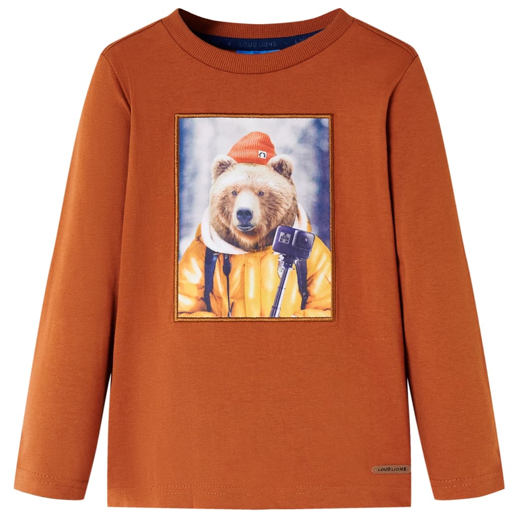 VidaXL Kindershirt mit langen Ärmeln 128 Orange-Braun