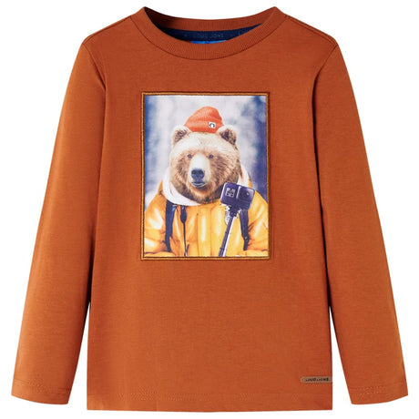 VidaXL Kindershirt mit langen Ärmeln 128 Orange-Braun