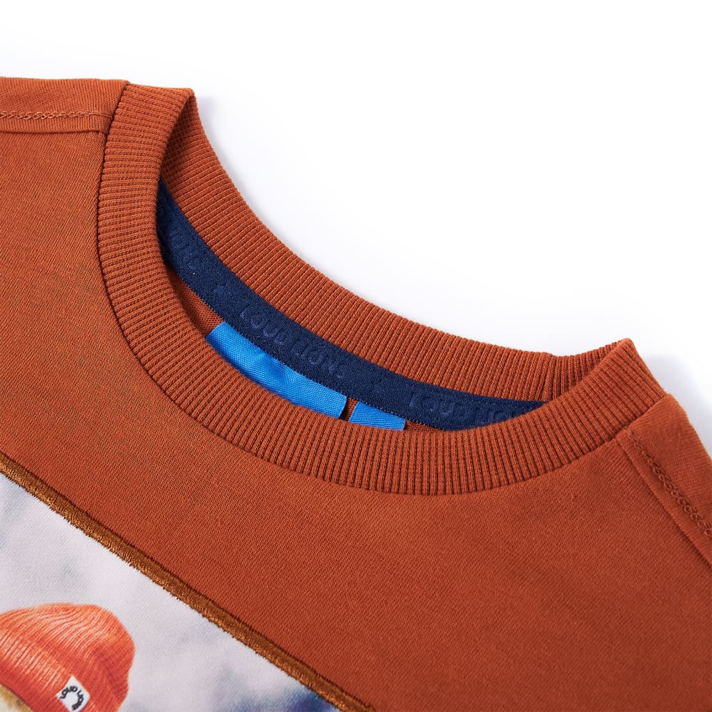 VidaXL Kindershirt mit langen Ärmeln 128 Orange-Braun