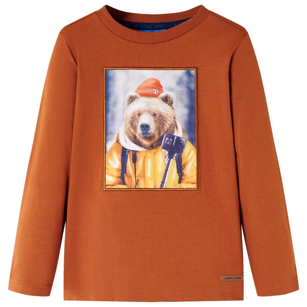 VidaXL Kindershirt mit langen Ärmeln 140 Orange-Braun