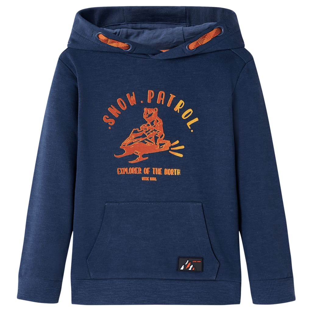 VidaXL Kinderpullover mit Kapuze 104 Marineblau und Orange gemischt