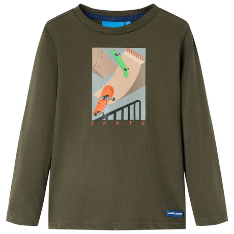 VidaXL Kindershirt mit langen Ärmeln 116 Khaki