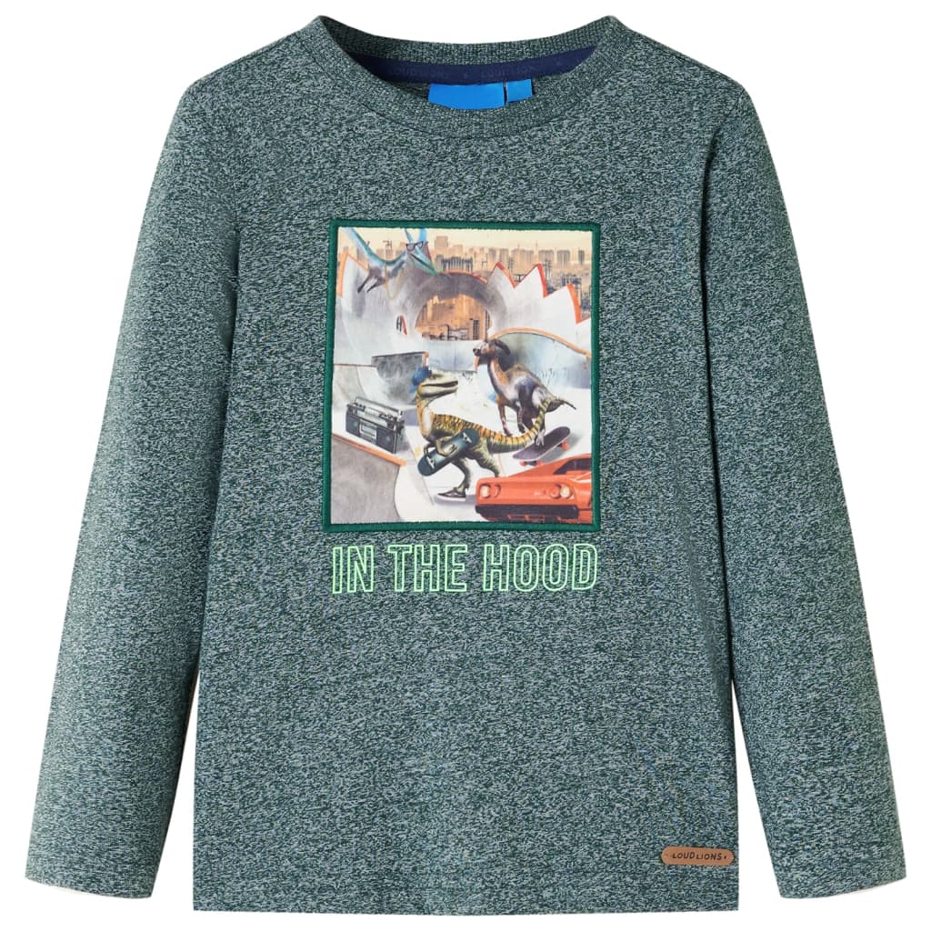 VidaXL Kindershirt mit langen Ärmeln 116 dunkelgrün gemischt
