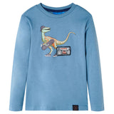 VidaXL Kindershirt mit langen Ärmeln 140 Mittelblau