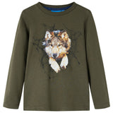 VidaXL Kindershirt mit langen Ärmeln 116 Khaki