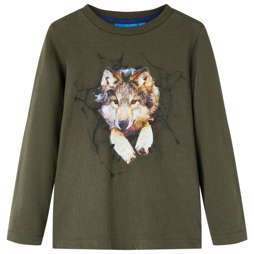 VidaXL Kindershirt mit langen Ärmeln 128 Khaki