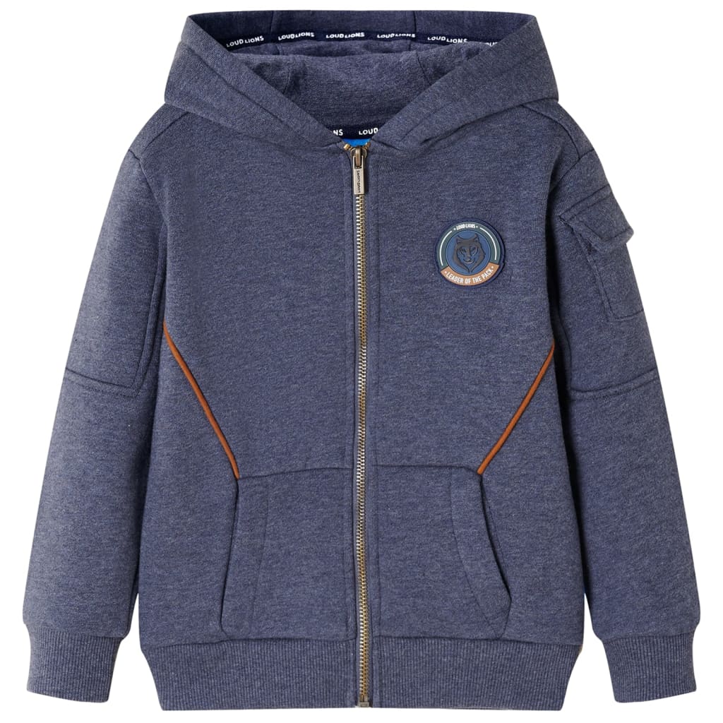 VidaXL Kinderstrickjacke mit Kapuze und Reißverschluss 92 dunkelblau gemischt