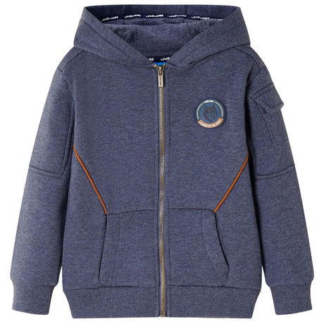 VidaXL Kinderstrickjacke mit Kapuze und Reißverschluss 92 dunkelblau gemischt