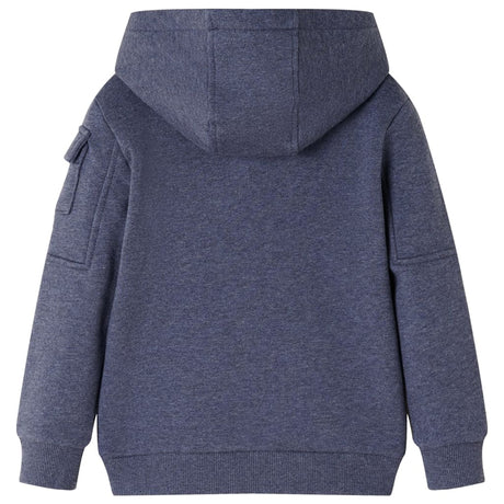 VidaXL Kinderstrickjacke mit Kapuze und Reißverschluss 92 dunkelblau gemischt