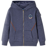VidaXL Kinderstrickjacke mit Kapuze und Reißverschluss 128 dunkelblau gemischt