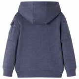 VidaXL Kinderstrickjacke mit Kapuze und Reißverschluss 128 dunkelblau gemischt