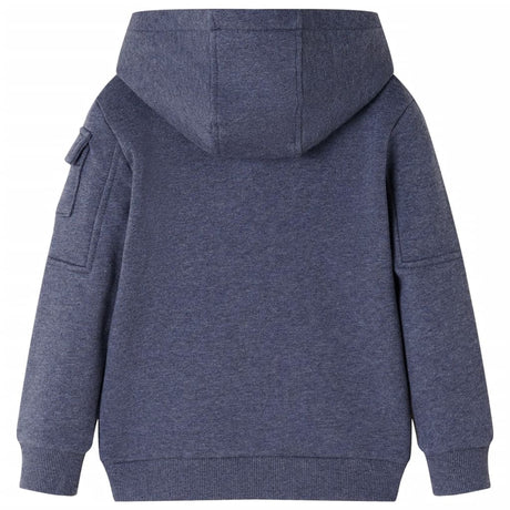 VidaXL Kinderstrickjacke mit Kapuze und Reißverschluss 128 dunkelblau gemischt