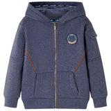 VidaXL Kinderstrickjacke mit Kapuze und Reißverschluss 140 dunkelblau gemischt