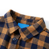 VidaXL Kinderhemd kariert 92 Cognac und Blau