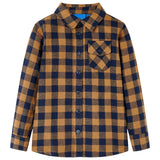 VidaXL Kinderhemd kariert 104 Cognac und Blau