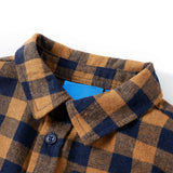 VidaXL Kinderhemd kariert 116 Cognac und Blau