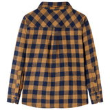 VidaXL Kinderhemd kariert 140 Cognac und Blau