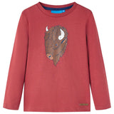 VidaXL Kindershirt mit langen Ärmeln 104 Rotbraun