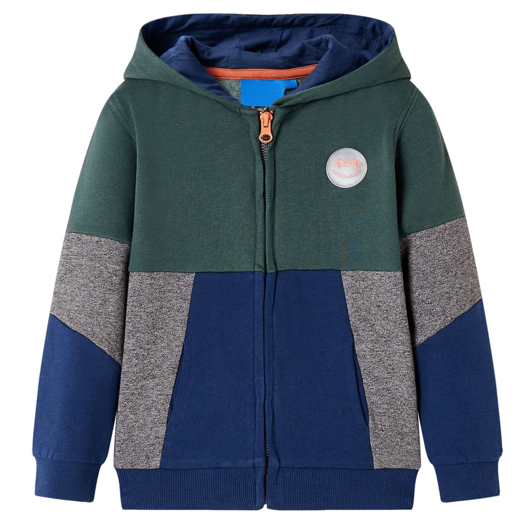VidaXL Kinderstrickjacke mit Kapuze und Reißverschluss 140 Dunkelgrün