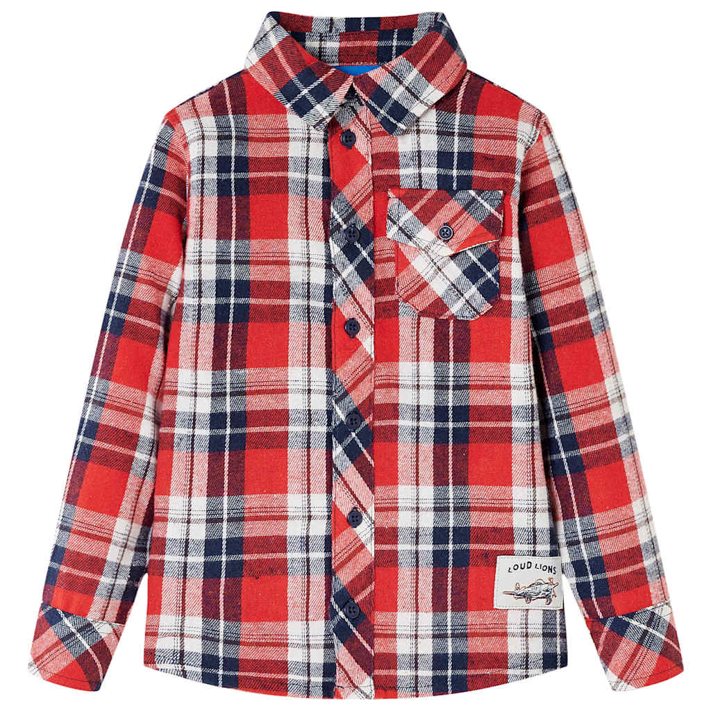 VidaXL Kinderhemd kariert 116 Rot und Marineblau