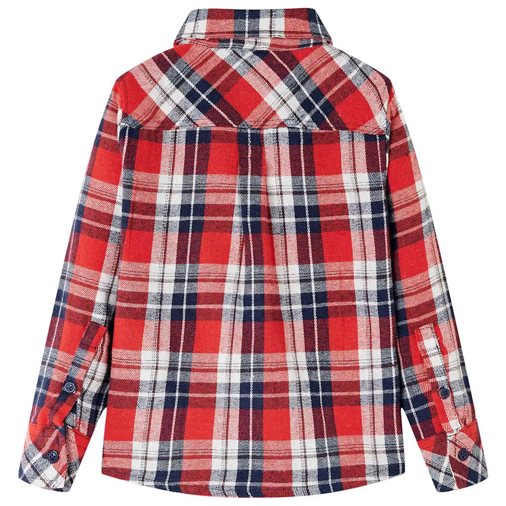 VidaXL Kinderhemd kariert 116 Rot und Marineblau