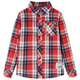 VidaXL Kinderhemd kariert 128 Rot und Marineblau