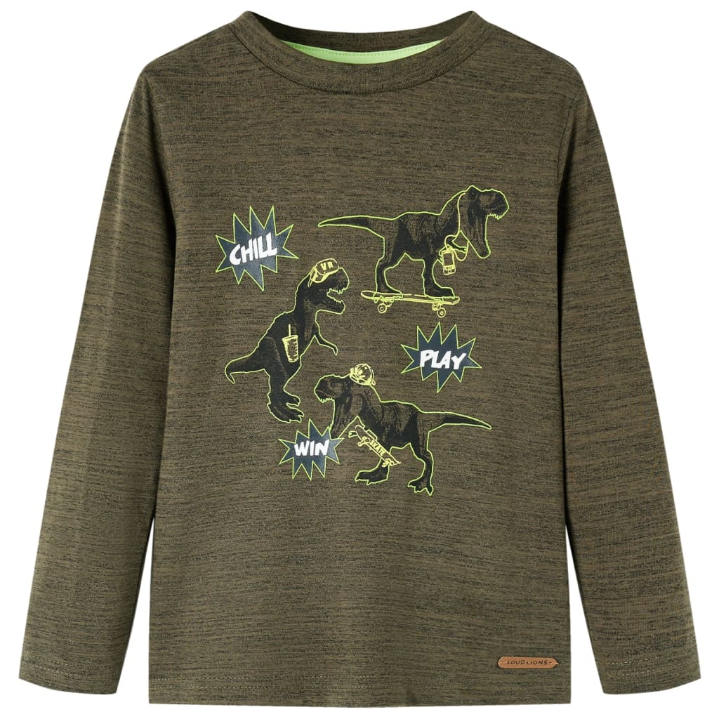 VidaXL Kindershirt mit langen Ärmeln 116 Khaki gemischt