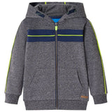 VidaXL Kinderstrickjacke mit Kapuze und Reißverschluss 116 grau gemischt