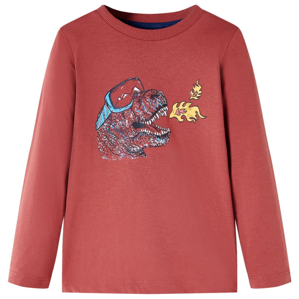 VidaXL Kindershirt mit langen Ärmeln 128 Rotbraun