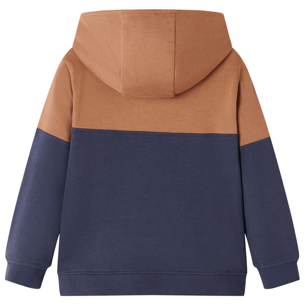 VidaXL Kinderpullover mit Kapuze, halber Reißverschluss 104 Anthrazit-Cognacfarben