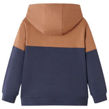 VidaXL Kinderpullover mit Kapuze, halber Reißverschluss 140 Anthrazit-Cognacfarben