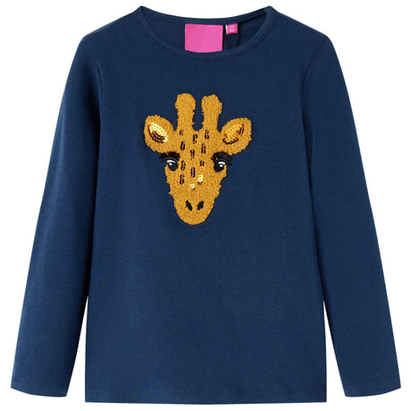 VidaXL Kindershirt mit langen Ärmeln 128 Marineblau