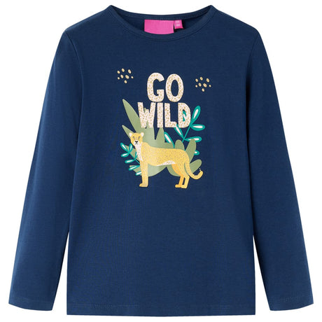 VidaXL Kindershirt mit langen Ärmeln 128 Marineblau