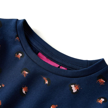 VidaXL Kinderkleid mit langen Ärmeln 128 Marineblau