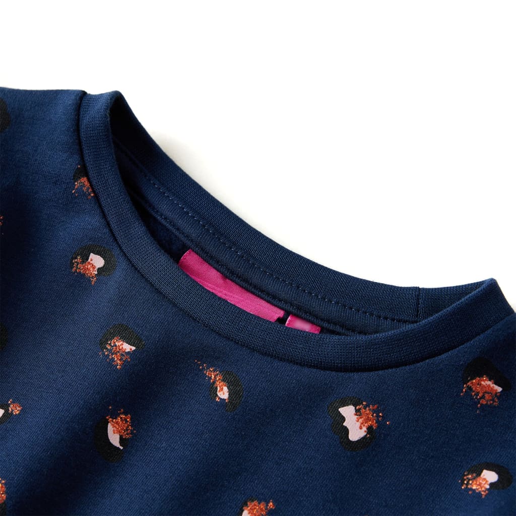 VidaXL Kinderkleid mit langen Ärmeln 128 Marineblau