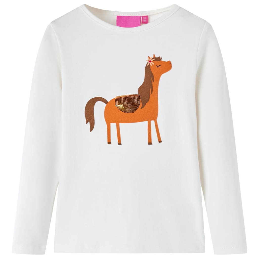 VidaXL Kindershirt mit langen Ärmeln 128 ecrufarben